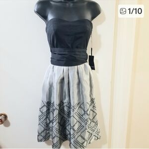 Zara Black Gray Strapless Dress XS NWT